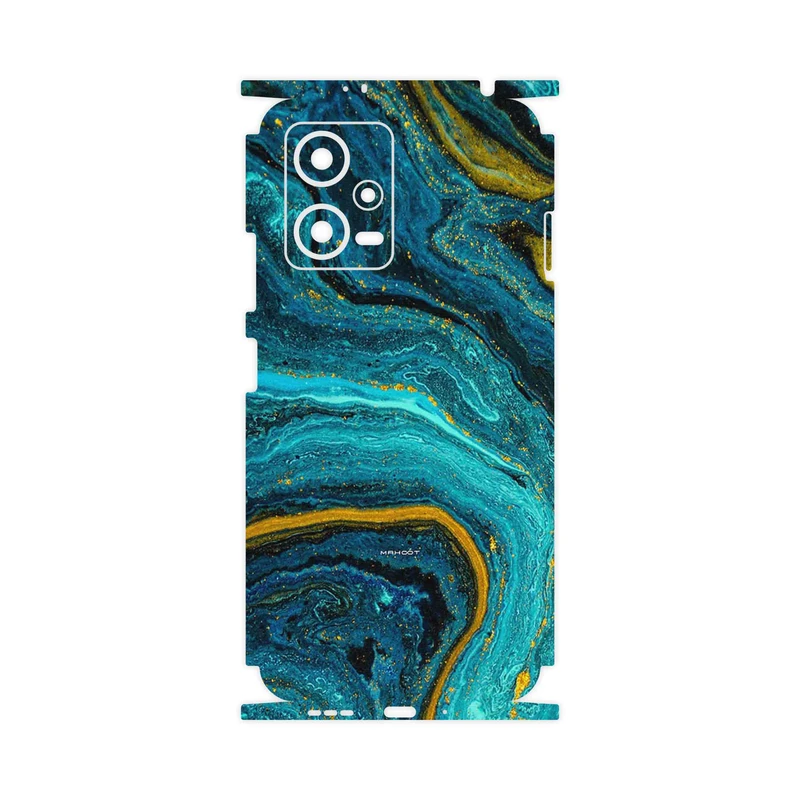 برچسب پوششی ماهوت مدل Turquoise marblewith golden streaks-FullSkin مناسب برای گوشی موبایل شیائومی Redmi Note 12 5G