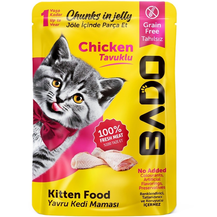 غذای پوچ بچه گربه بادو مدل مرغ وزن 85 گرم