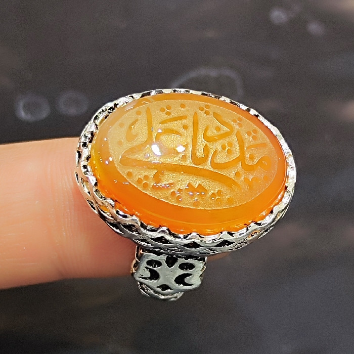انگشتر مردانه مدل سنگ عقیق خطی کد 770