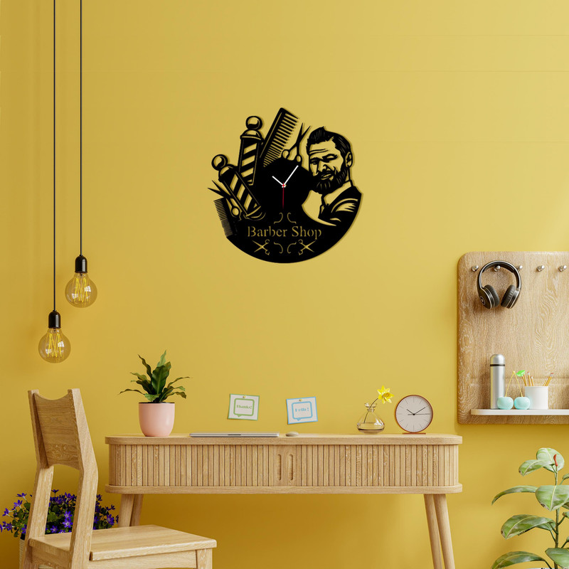 ساعت دیواری ماهوت طرح آرایشگاه مردانه کد 078