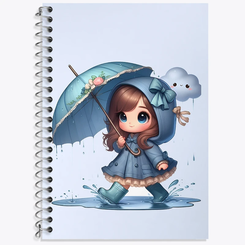 دفتر زبان 50 برگ خندالو مدل سه خط طرح دخترانه کیوت کد N4563