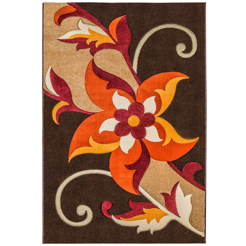 فرش ماشینی سهند کد F020.X7 طرح فانتزی زمینه قهوه ای