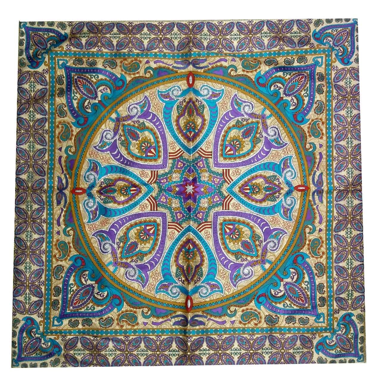 رومیزی ترمه ابریشمی کد 2024 سایز 100 × 100 سانتی متر