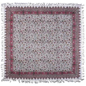 سفره قلمکار نرگس خانی طرح افشان صورتی مدل 00-14 سایز 100 × 100 سانتی متر