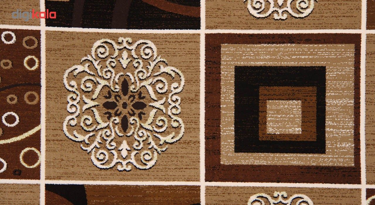 فرش ماشینی زمرد مشهد طرح 7502 زمینه قهوه ای