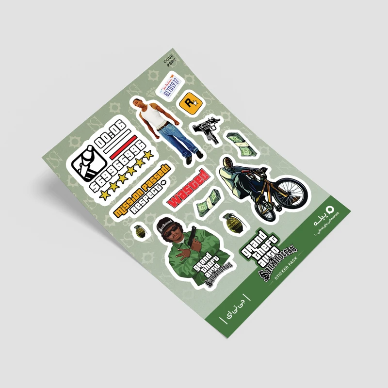 عکس شماره 2 : استیکر لپ تاپ و موبایل پیله طرح جی تی ای سان آندریاس مدل gta کد sp7 مجموعه 13 عددی