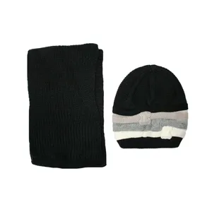 ست کلاه و شال گردن بافتنی کد 585 رنگ مشکی