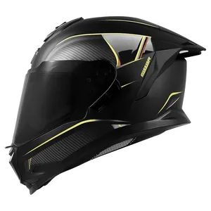 کلاه کاسکت چانه‌دار استیل برد مدل 057 BYELLOW به همراه طلق