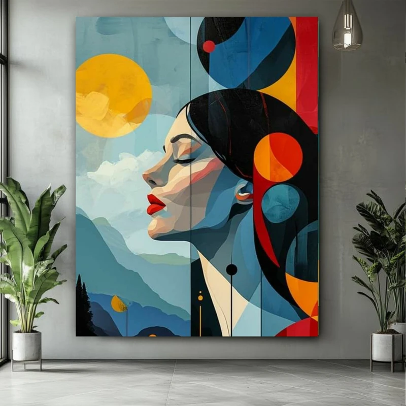 تابلو بوم طرح مخمل نقاشی چهره مدل مینیمال کد PY382