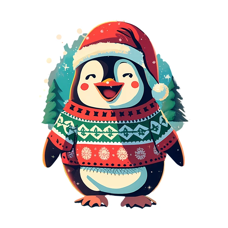 استیکر پارچه و لباس پاد آفرین مدل کارتونی کیوت فانتزی پنگوئن کد S3966