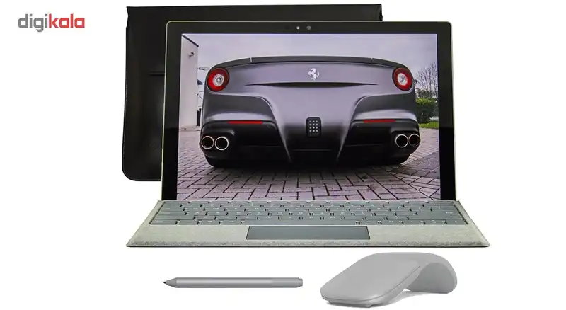 تبلت مایکروسافت مدل Surface Pro 2017 - A به همراه کیبورد سیگنیچر  و ماوس و قلم 2017 نقره ای و کیف Golden Guard  - ظرفیت 128 گیگابایت