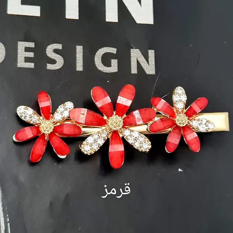 گیره مو زنانه مدل سه گل بابونه انبری کد brg 7850