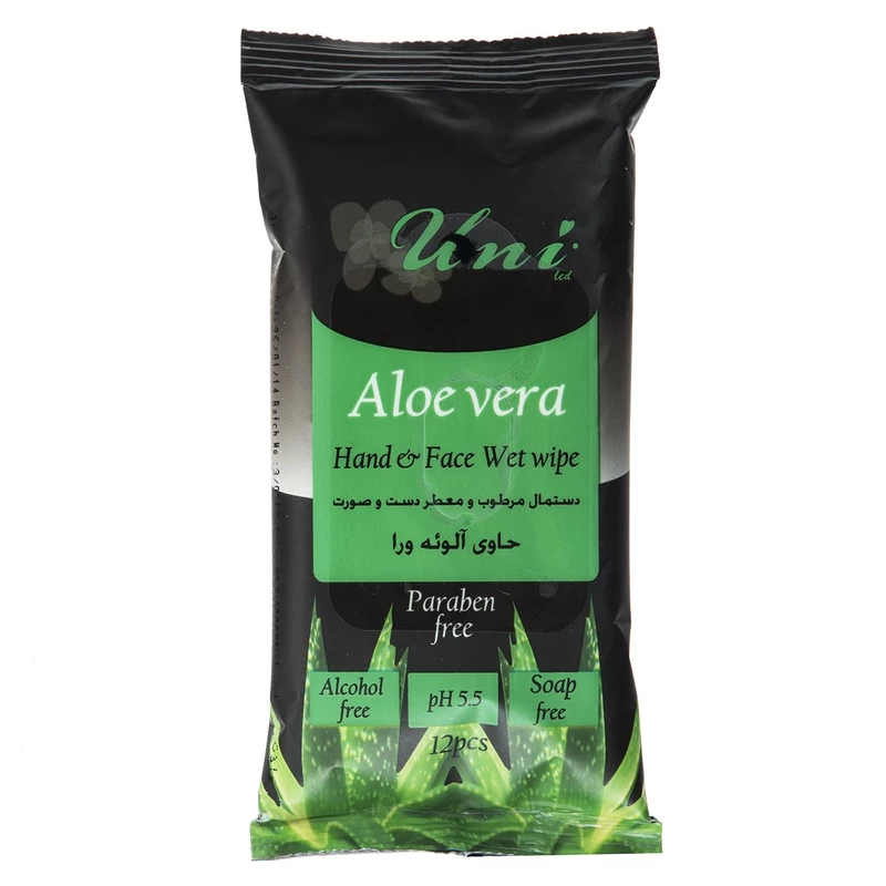 دستمال مرطوب یونی لد مدل Aloe Vera بسته 12 عددی