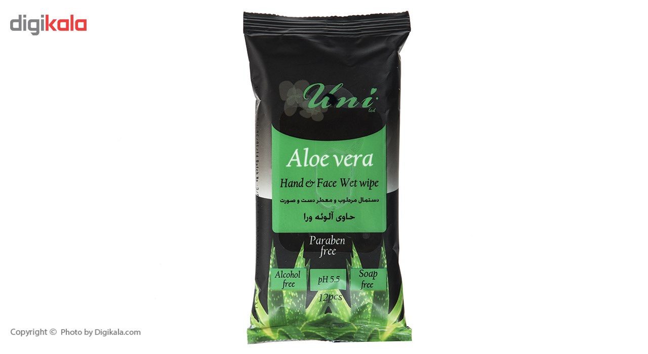 دستمال مرطوب یونی لد مدل Aloe Vera بسته 12 عددی