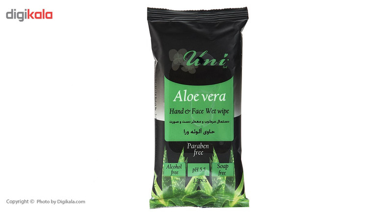دستمال مرطوب یونی لد مدل Aloe Vera بسته 12 عددی