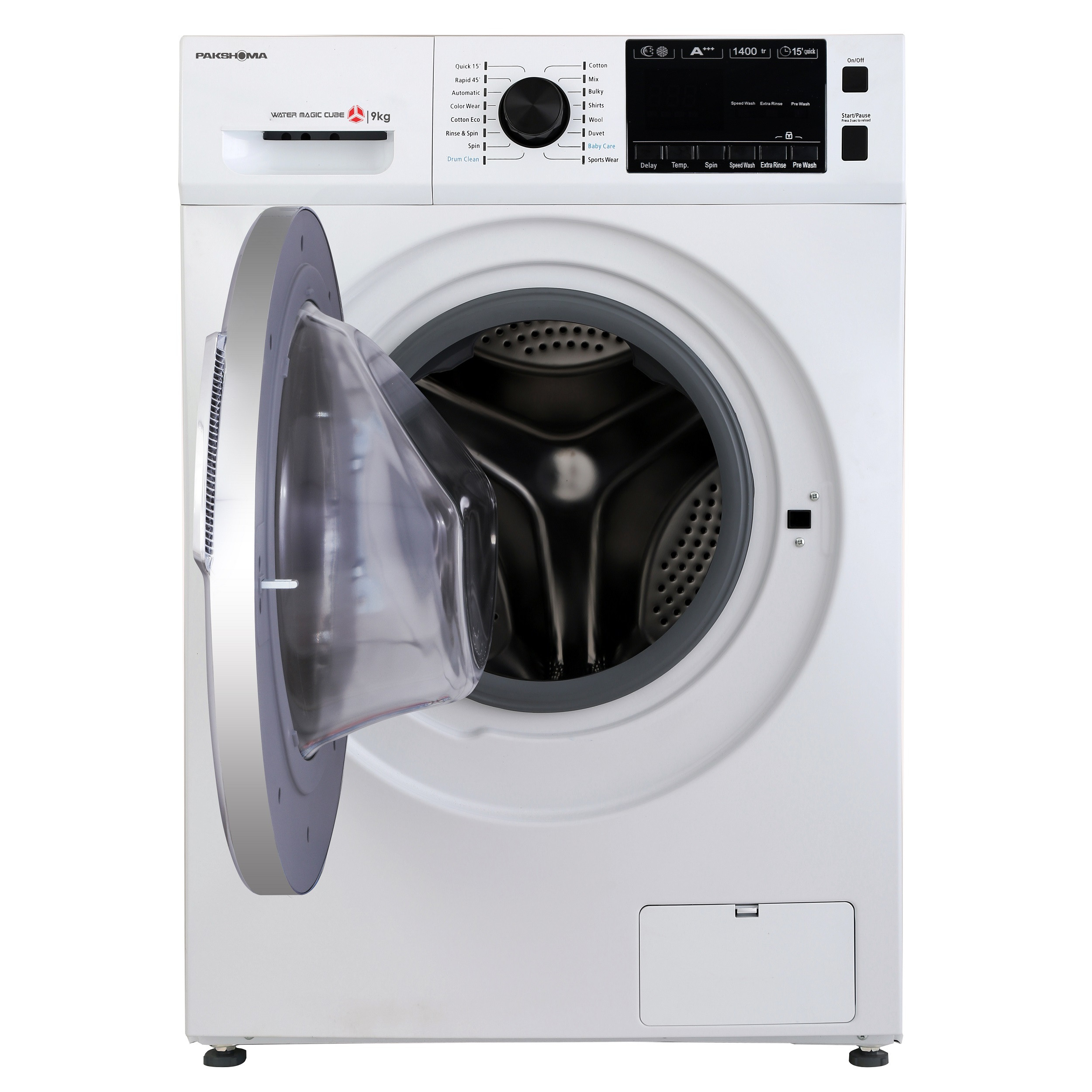 ماشین لباسشویی پاکشوما مدل TFU - 93433 WT ظرفیت 9 کیلوگرم