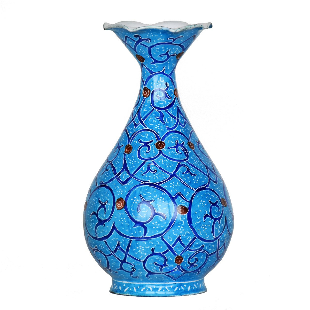 گلدان مسی میناکاری شده سی دا طرح اسلیمی کد MI03005