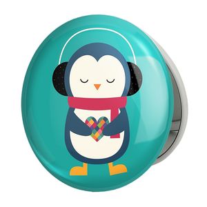 آینه جیبی خندالو طرح بچه پنگوئن مدل تاشو کد 5077 