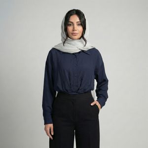 کراپ بلوز آستین بلند یقه برگردان زنانه تولیکا مدل 33133