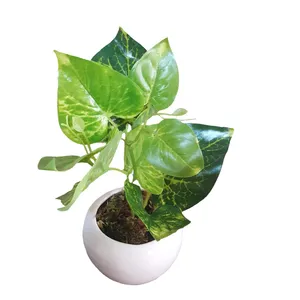 گلدان به همراه گل مصنوعی مدل برگ لمسی کد 463