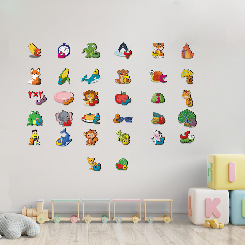 استیکر چوبی کودک باروچین مدل الفبای فارسی کد 1314 مجموعه 32 عددی