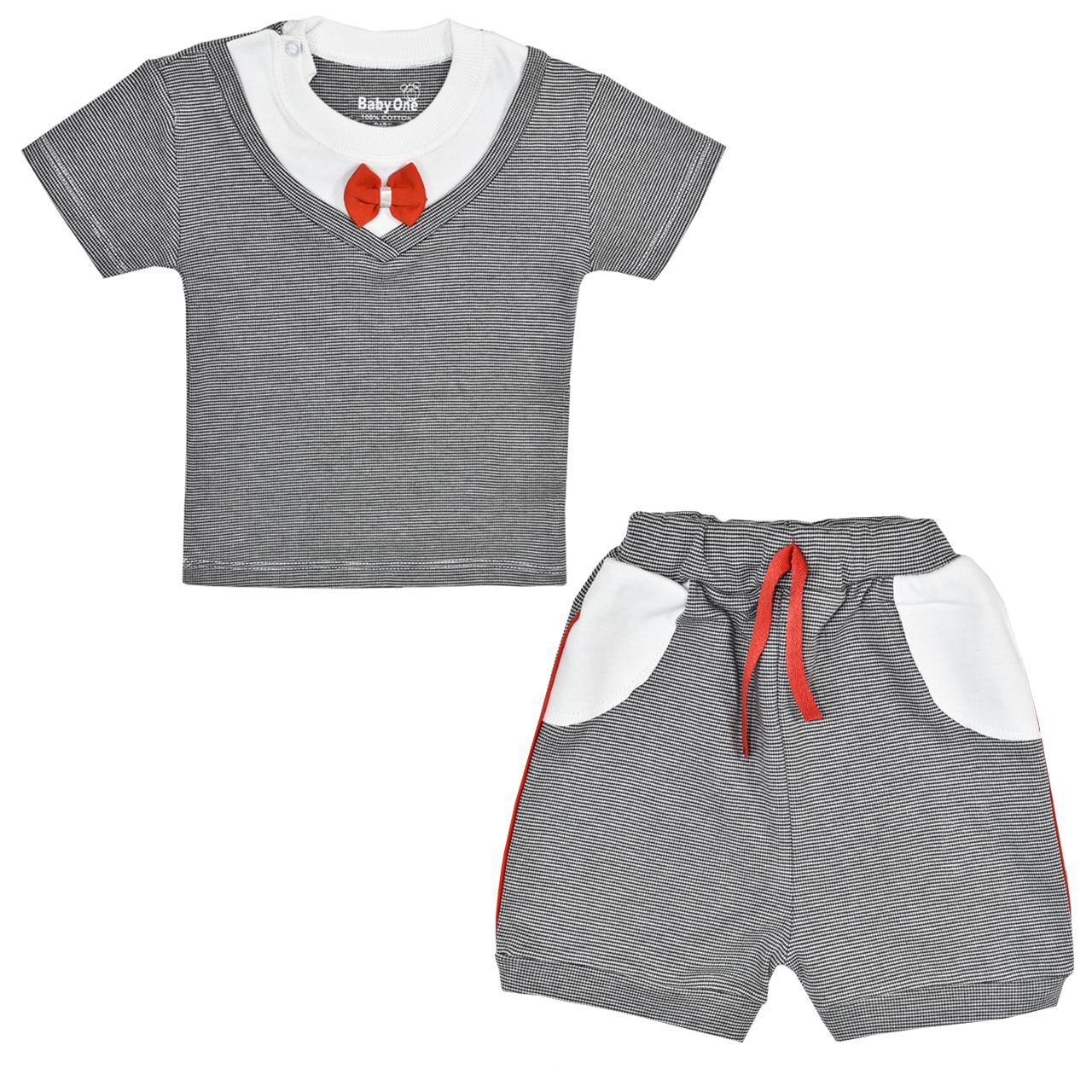 ست تی شرت و شلوارک نوزادی بی بی وان مدل پاپیون کد 1 -  - 1