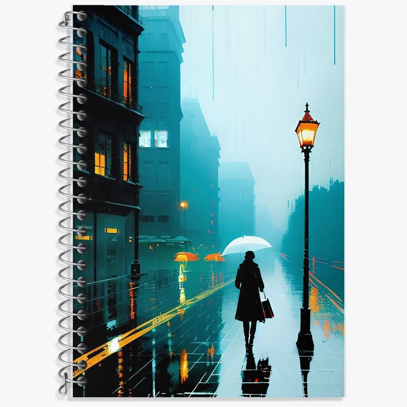 دفتر زبان 50 برگ خندالو مدل سه خط طرح خیابان و باران کد F1098