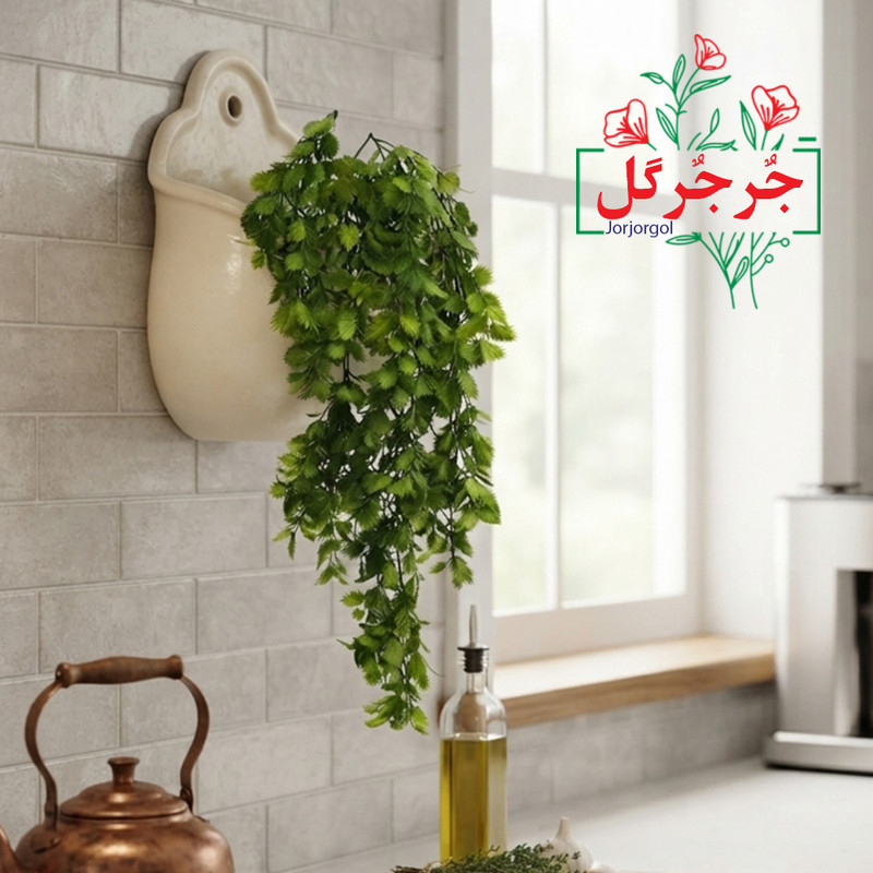 گل مصنوعی جُرجُرگل مدل آویز برگ طرح گشنیز 5 بازو