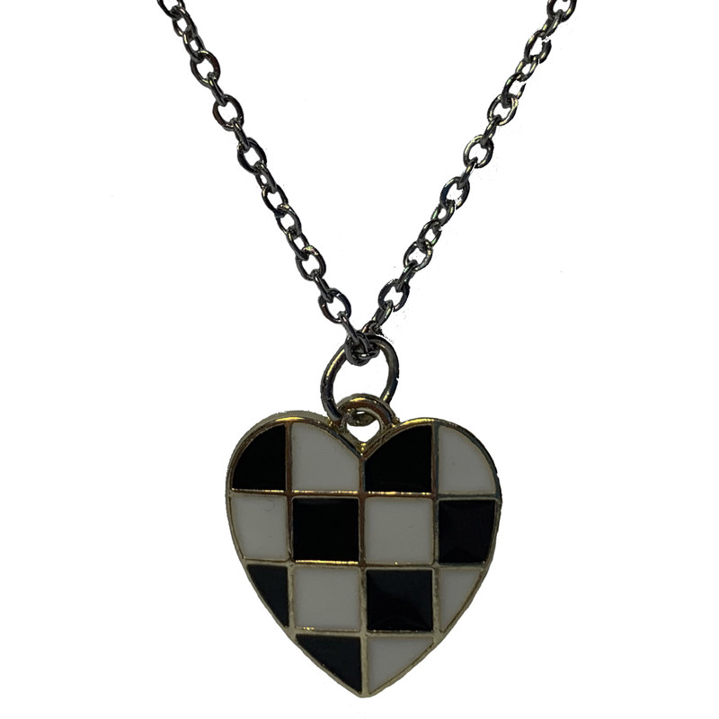 گردنبند دخترانه مدل قلب شطرنجی 1001 گردنبند دخترانه مدل قلب شطرنجی 1001