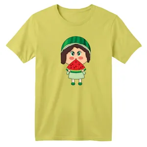 تی شرت آستین کوتاه بچگانه مدل دخترک یلدایی کد  9 رنگ زرد لیمویی