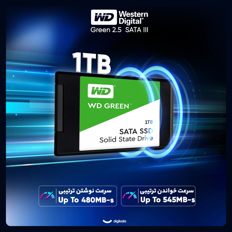 اس اس دی اینترنال SATA III وسترن دیجیتال مدل WDS100T3G0A ظرفیت 1 ترابایت