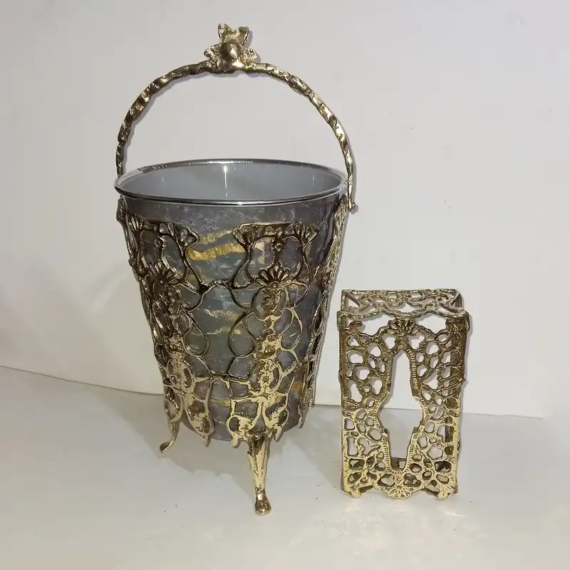 ست سطل و جعبه دستمالی برنزی مدل اسپیناس کد 03