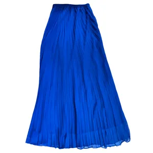 دامن زنانه مدل پلیسه 57288 رنگ آبی کاربنی