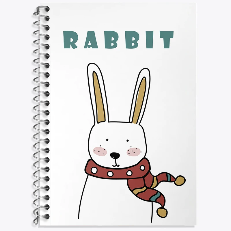 دفتر زبان 50 برگ خندالو مدل دو خط طرح خرگوش بامزه کد N2521