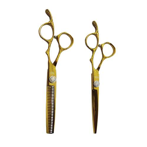 قیچی آرایشگاهی جگوار مدل CHB-60G به همراه قیچی پیتاژ جگوار مدل CHB-60