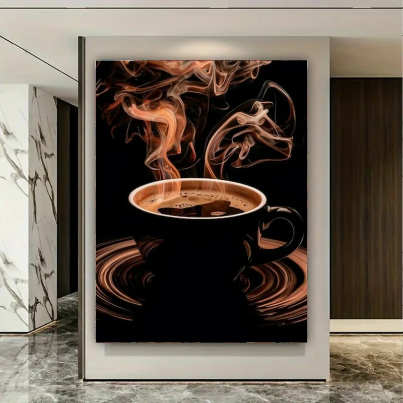  تابلو بوم طرح مخمل فنجان مدل قهوه داغ کد GR1843