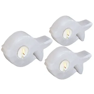 شمعدان سنگ نمک طب سنگ طرح جاشمعی ماهی کد TC-40123 - بسته سه عددی