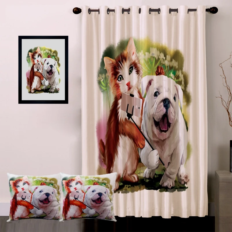 پرده رنس مدل S1-41047 به همراه تابلو و کوسن