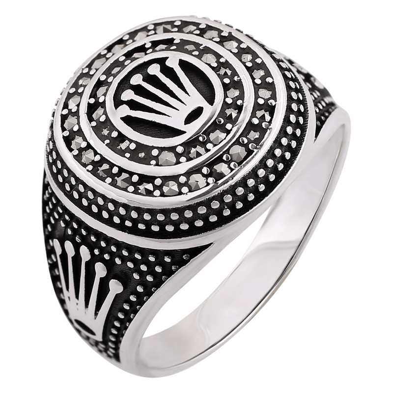 انگشتر نقره مردانه مدل تاج کد R3198