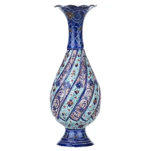 گلدان مسی میناکاری شده اثر سلطانی طرح 4 ارتفاع 20 سانتی متر