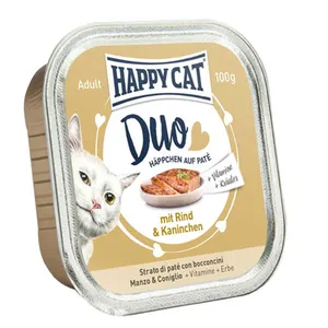 غذای گربه هپی کت مدل گوشت گوساله و خرگوش 100 گرمی