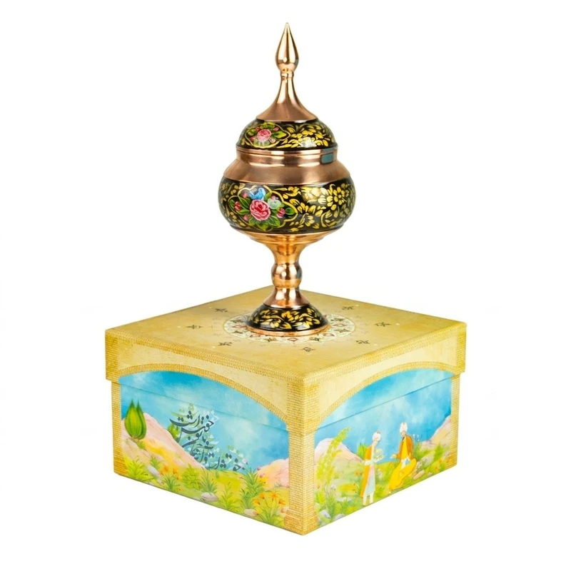 شکلات خوری مسی صنایع دستی اریسا طرح تشعیر گل