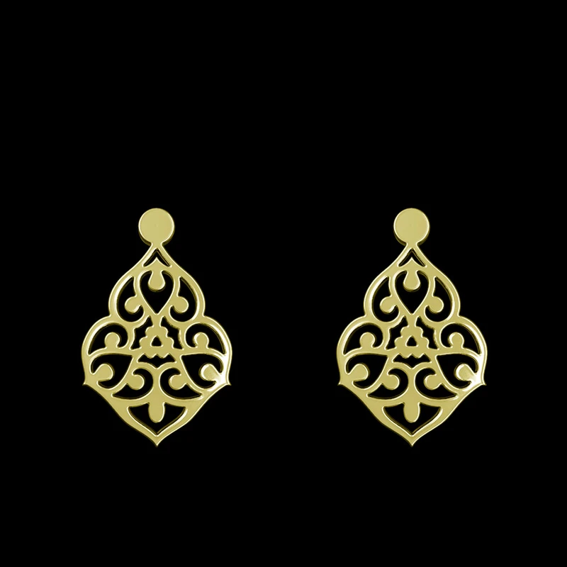 گوشواره طلا 18 عیار زنانه مدوپد مدل اسلیمی کد GA1-15336