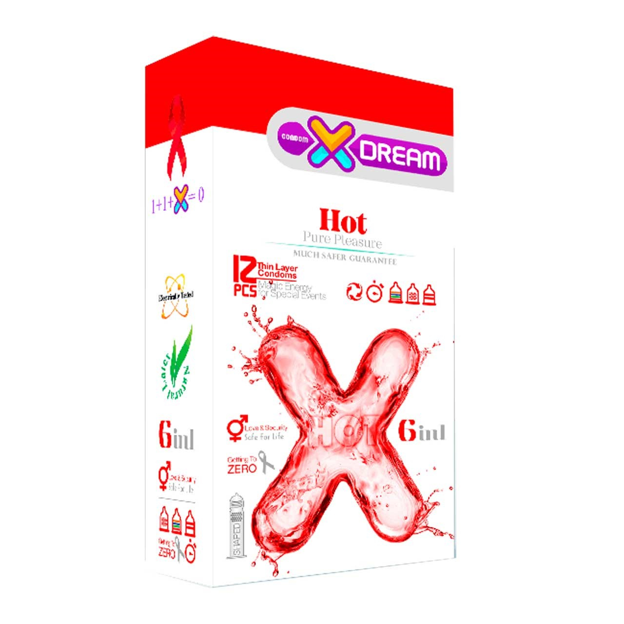 کاندوم ایکس دریم مدلhot 6 in 1 بسته 12 عددی