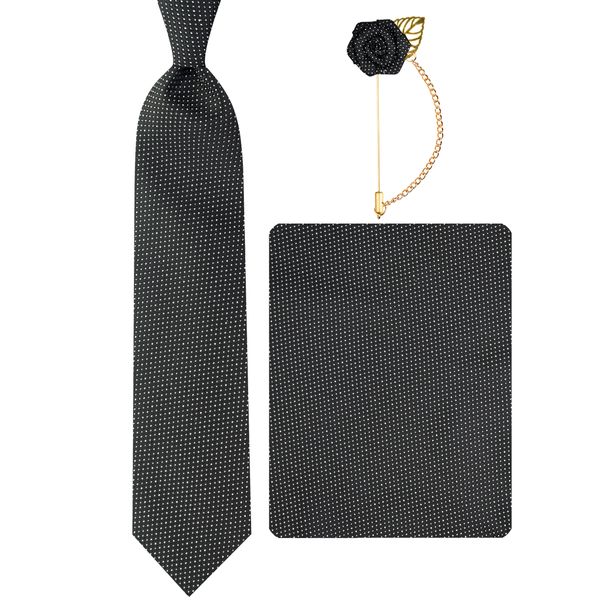 ست کراوات و دستمال جیب و گل کت مردانه جیان فرانکو روسی مدل GF-PO815-BK ست کراوات و دستمال جیب و گل کت مردانه جیان فرانکو روسی مدل GF-PO815-BK