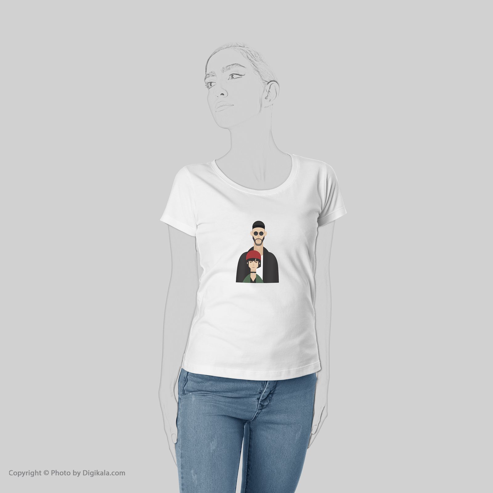 تی شرت زنانه به رسم طرح لِون کد 5573 -  - 5