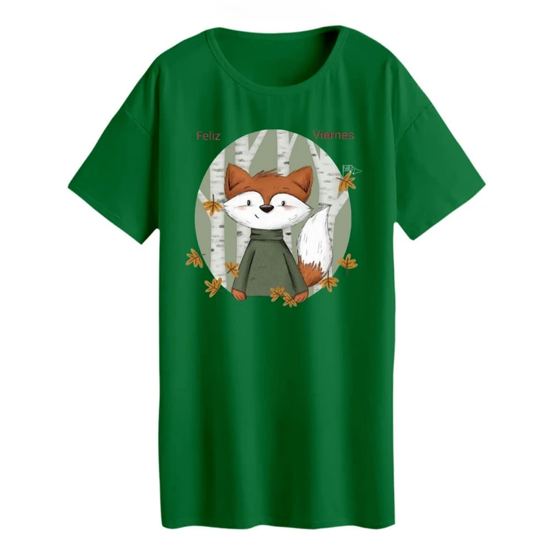 تی شرت لانگ زنانه مدل روباه خوش تیپ