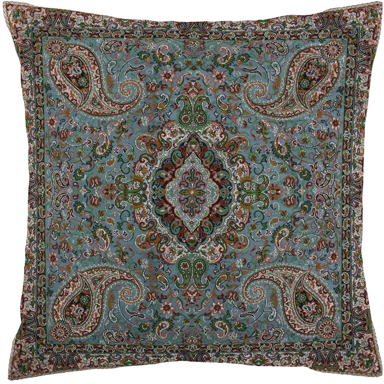 روکش کوسن ترمه ابریشمی طرح سالار سبز آبی مدل 10-29