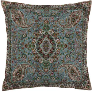 روکش کوسن ترمه ابریشمی طرح سالار سبز آبی مدل 10-29