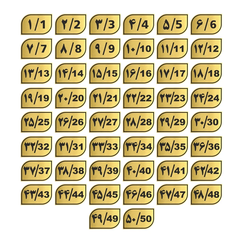 تابلو راهنما طرح پلاک اعداد مدل GNG1150 مجموعه 50 عددی